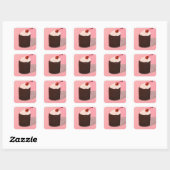 Sticker Carré Gâteau avec Cerise sur le Dessus (Feuille)