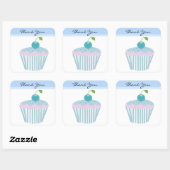 Sticker Carré Gâteau bleu Merci (Feuille)