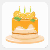 Sticker Carré Gâteau d'anniversaire orange moderne (Devant)