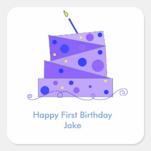 Sticker Carré Gâteau d'anniversaire pour un an