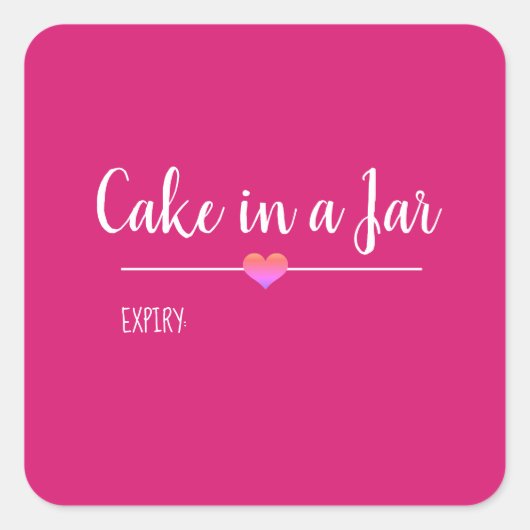 Sticker Carré Gâteau dans un script rose Jar (Devant)