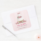 Sticker Carré Gâteau de Mariage Aquarelle Rose Promotionnel (Enveloppe)