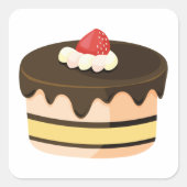 Sticker Carré Gâteau et fraise (Devant)