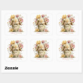 Sticker Carré Gâteau floral avec lapin (Feuille)