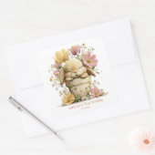 Sticker Carré Gâteau floral avec lapin (Enveloppe)