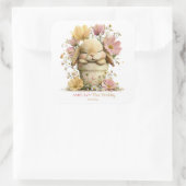 Sticker Carré Gâteau floral avec lapin (Sac)