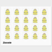Sticker Carré Gâteau jaune 29e anniversaire avec roses roses ros (Feuille)