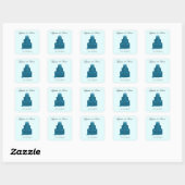 Sticker Carré Gâteau Mariage turquoise Enregistrer la date (Feuille)