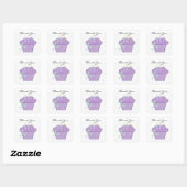 Sticker Carré Gâteau Merci Cupcake Violet (Feuille)