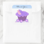 Sticker Carré Gâteau Merci Cupcake Violet (Sac)
