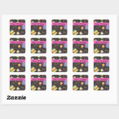 Sticker Carré Gâteau rose chaud noir 21e anniversaire (Feuille)