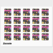 Sticker Carré Gâteau rose chaud noir 30e anniversaire (Feuille)