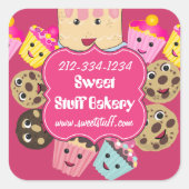 Sticker Carré Gâteau sucré biscuits et boulangerie de cupcake (Devant)