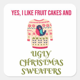Sticker Carré Gâteaux de fruits et pulls moches