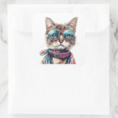 Sticker Carré  Gato Cool con Lentes  (Sac)