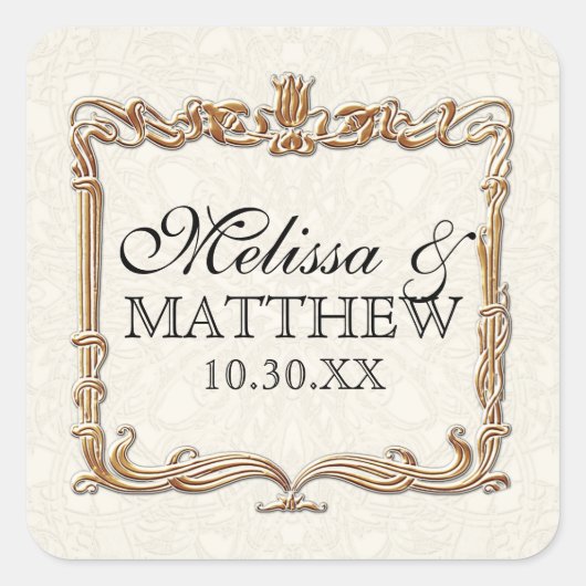 Sticker Carré Gatsby Art Déco Nouveau dentelle Faux Gold Tulip (Devant)