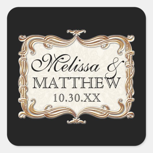 Sticker Carré Gatsby Art Déco Nouveau dentelle Faux Gold Tulip (Devant)