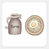 Sticker Carré Gaufre et petit déjeuner au pot de sirop d'érable (Devant)