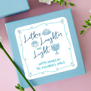Sticker Carré Gaufres de Hanukkah Rires Lumière Dessins à main l