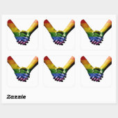 Sticker Carré Gay pride holding Hands (Feuille)