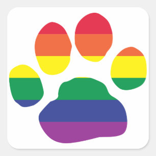 Sticker Carré Gay-Pride-Paw-Print