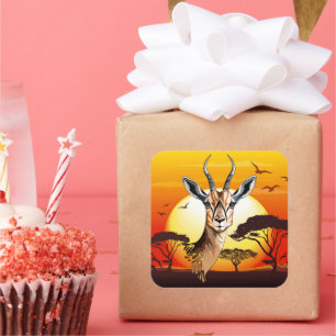 Sticker Carré Gazelle Antelope africaine animal sauvage