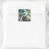 Sticker Carré Geai à ailes de sarcelle à touffe blanche oiseau d (Sac)