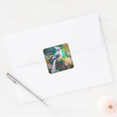 Sticker Carré Geai à ailes de sarcelle à touffe blanche oiseau d (Enveloppe)