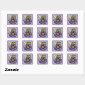 Sticker Carré Gecko avec Zinnia (Feuille)