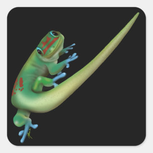 Sticker Carré Gecko mignon ( vous me parlez ? Regarder en arrièr