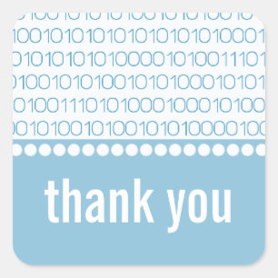 Sticker Carré Geek Chic Code binaire Merci Stickers, Bleu