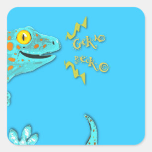 Sticker Carré "Gekko Gecko" Mignonne Appelant Tokay Gecko