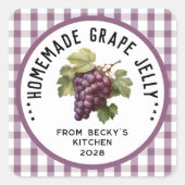 Sticker Carré Gelée de raisin avec à damiers motif (Devant)