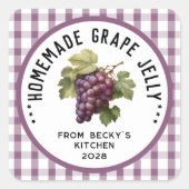 Sticker Carré Gelée de raisin avec motif à carreaux (Devant)
