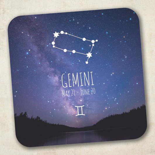 Sticker Carré Gemini | Constellation Zodiaque personnalisée