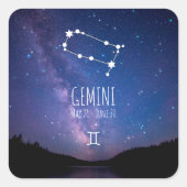 Sticker Carré Gemini | Constellation Zodiaque personnalisée (Devant)
