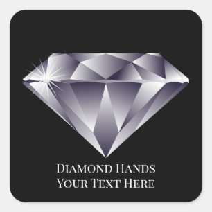 Sticker Carré Gemme Brillant Brillant Diamant De Ton Texte/Coule