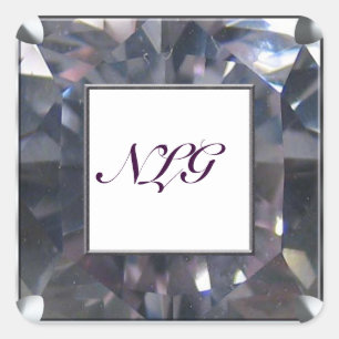 Sticker Carré Gemme Violette Monogramme