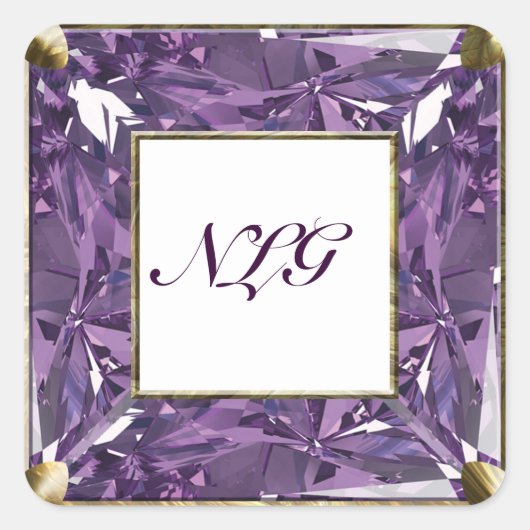 Sticker Carré Gemme Violette Monogramme (Devant)