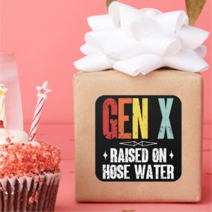 Sticker Carré Gen X Élevé Sur L'Eau Du Tuyau, Génération X Rétro