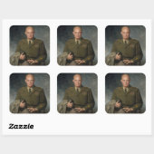 Sticker Carré Général Dwight Eisenhower Portrait peint 5 étoiles (Feuille)