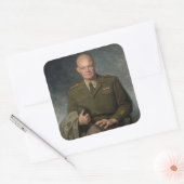 Sticker Carré Général Dwight Eisenhower Portrait peint 5 étoiles (Enveloppe)