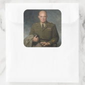 Sticker Carré Général Dwight Eisenhower Portrait peint 5 étoiles (Sac)