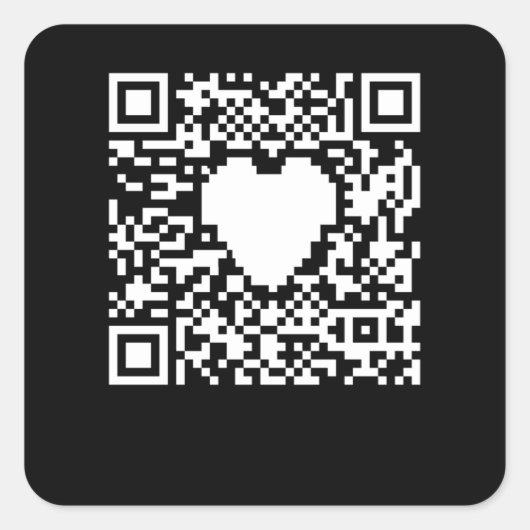 Sticker Carré Générateur de code QR avec coeur (Devant)