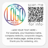 Sticker Carré Générateur de code QR et votre logo commercial (Devant)