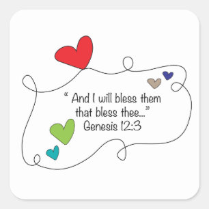 Sticker Carré Genèse 12:3 Bible chrétienne Citation Bénédiction