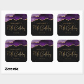 Sticker Carré Géode Agate Chic Purple Gold 70e fête d'anniversai (Feuille)