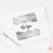 Sticker Carré Géode aquarelle blanc faux or agate élégant (Enveloppe)