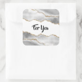 Sticker Carré Géode aquarelle blanc faux or agate élégant (Sac)