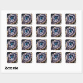 Sticker Carré Géode bleu et violet (Feuille)